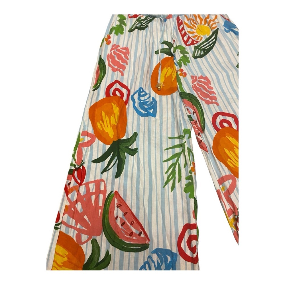 Calypso St. Barth Linen Blend Wide Leg Beach Pants Size Small Palazzo Travel NWT - Picture 2 of 7